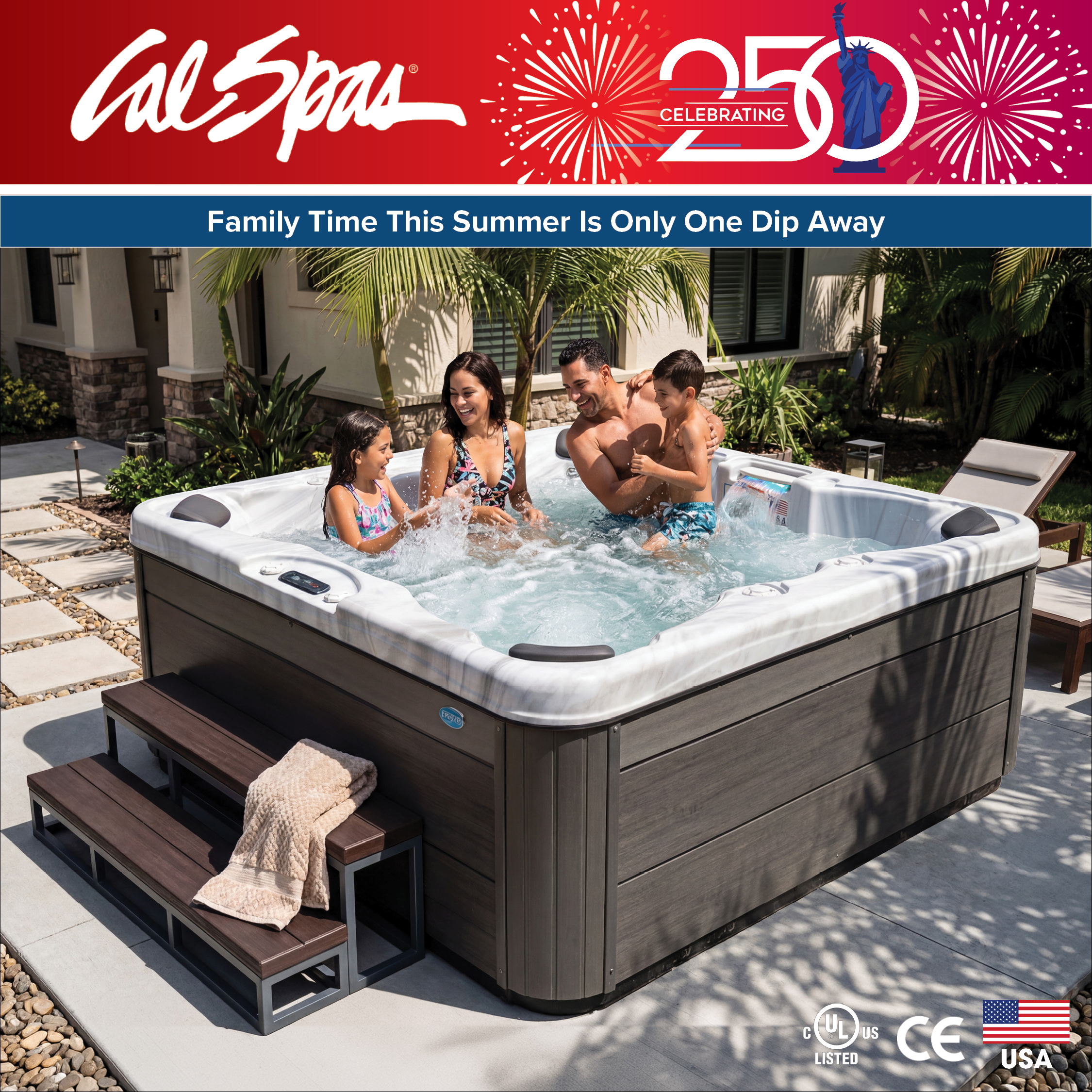 Calspas hot tub being used in a family setting - Coral Springs